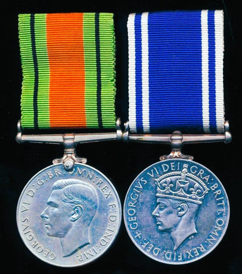 A 'Ipswich County Borough Police' local history Second World War and Police Long service medal pair: Constable George H. F. Mills, Ipswich County Borough Police