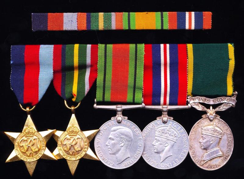 A rare and desirable 'Battle for Hong Kong' and Far East Prisoner of War campaign & long service medal group of 5: Company Quartermaster Sergeant Alexander 'Alec' Steven, Field Ambulance, Hong Kong Volunteer Defence Company