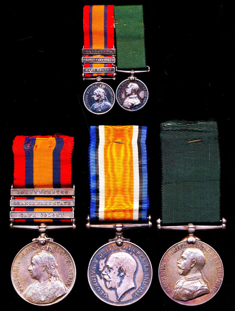 A positively attributed pair of miniature medals to A 'Tea Planter' & India 'Volunteer's' South African War / Volunteer Long Service miniature medal pair:Captain Edward Byres Moir-Byres Assam Valley Light Horse, late Lumsden's Horse