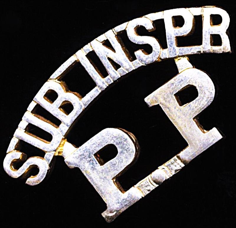 British India: Punjab Police. Sub-Inspectors white metal shoulder titles badge. Circa 1911-1947