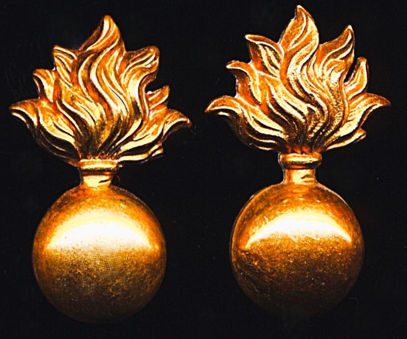 Lancashire Fusiliers: Pair of gilding metal collar badges. Circa 1890-1914