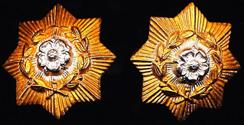 East Yorkshire Regiment: Pair of gilding metal collar badges. Circa 1890-1945