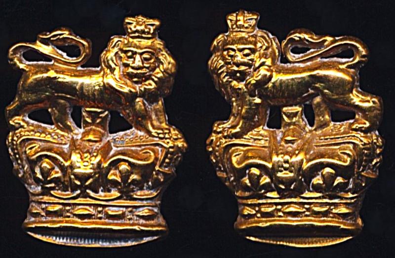 36th (Herefordshire) Regiment of Foot: Pair of facing gilding metal collar badges (Victorian era)