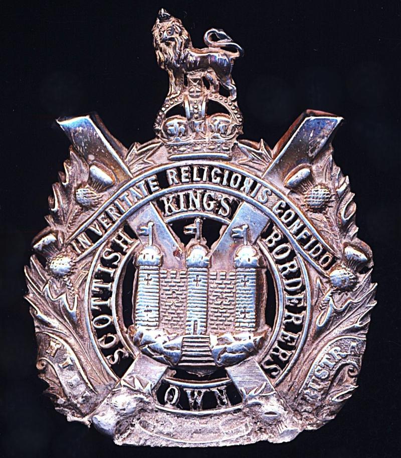 King's Own Scottish Borderers (K.O.S.B.). King's Crown, Officer's hallmarked silver Glengarry cap badge