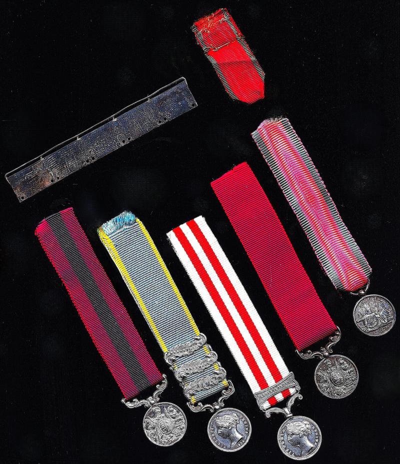 An un-attributed group of 5 contemporary Victorian era Gallantry, Crimean War, Indian Mutiny & Long Service silver miniature medals