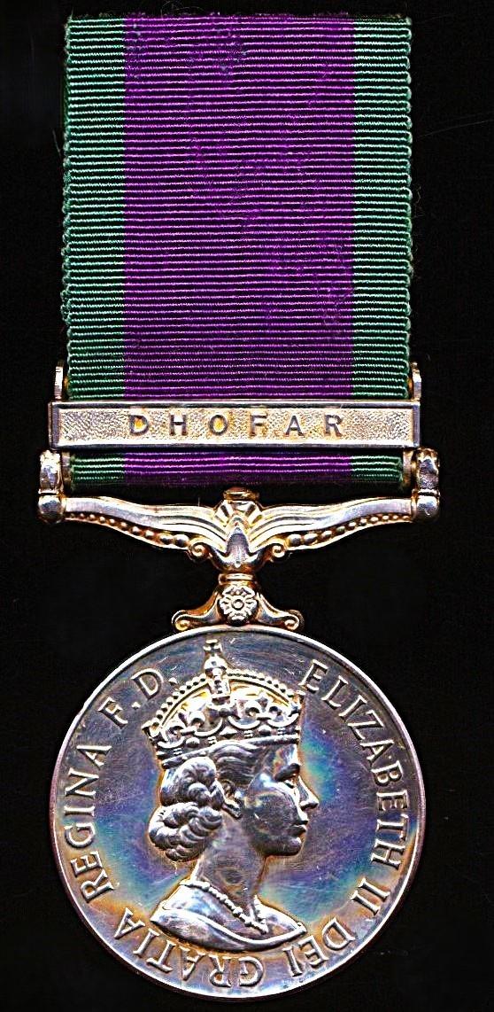 General Service Medal 1962-2007. With clasp 'Dhofar' (J8103166 SAC G A Shorten RAF.)