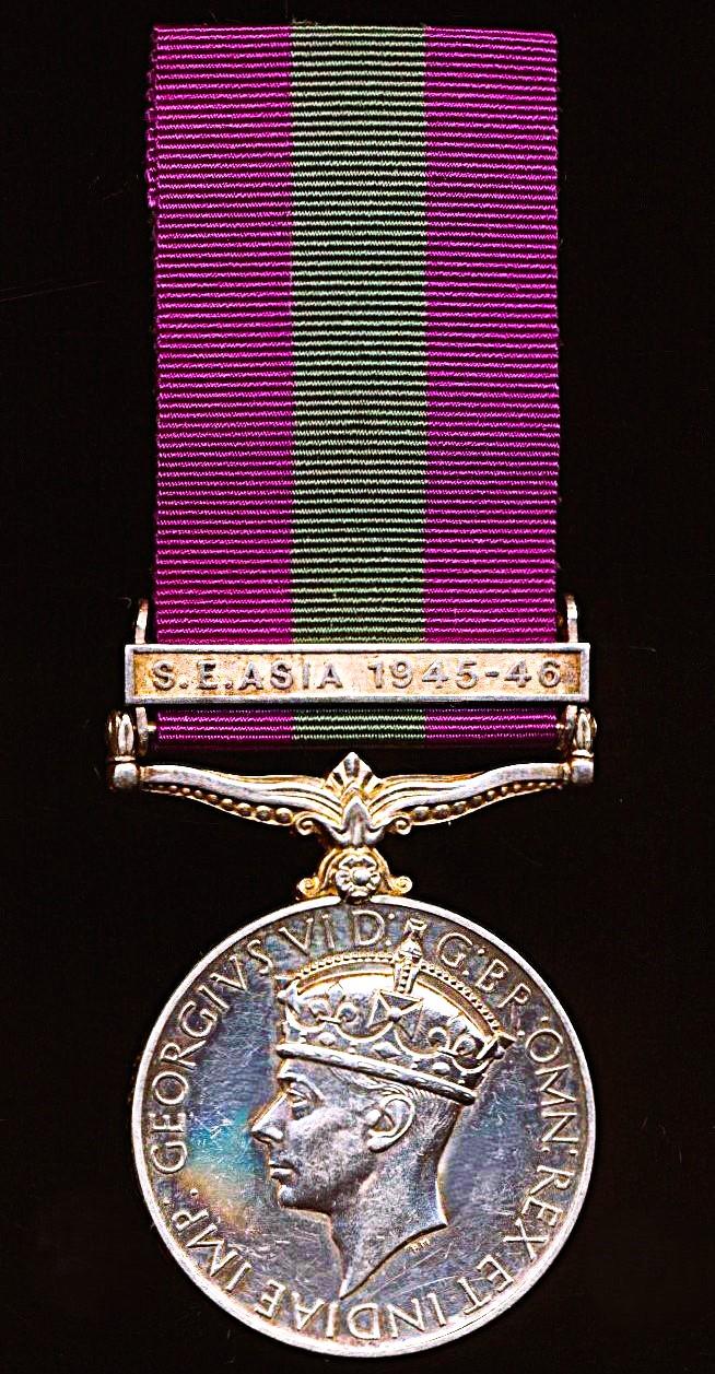 General Service 1918. GVI first issue with clasp 'S. E. Asia 1945-46' (43334 Hav/Cl Munsha Singh Bombay Engr Gp., R.I.E.)