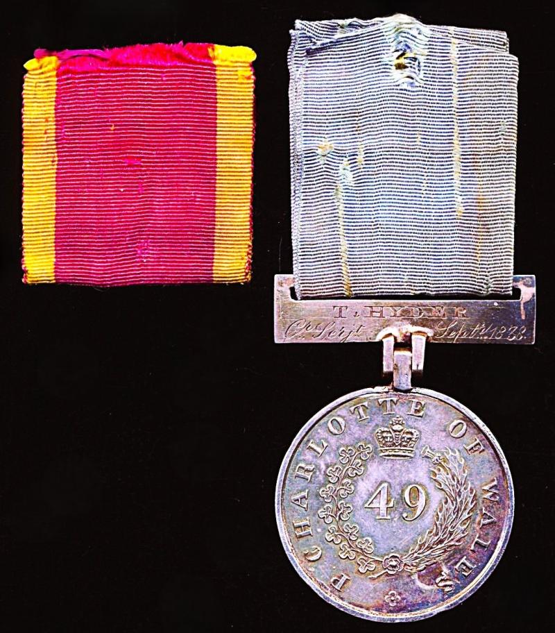 49th Regiment of Foot: Temperance Medal 1837 (T. Hyder Cr. Serjt. Septr. 1838.)