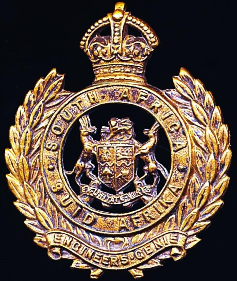 Union of South Africa: Corps of Engineers. King's Crown gilding metal die-struck cap badge