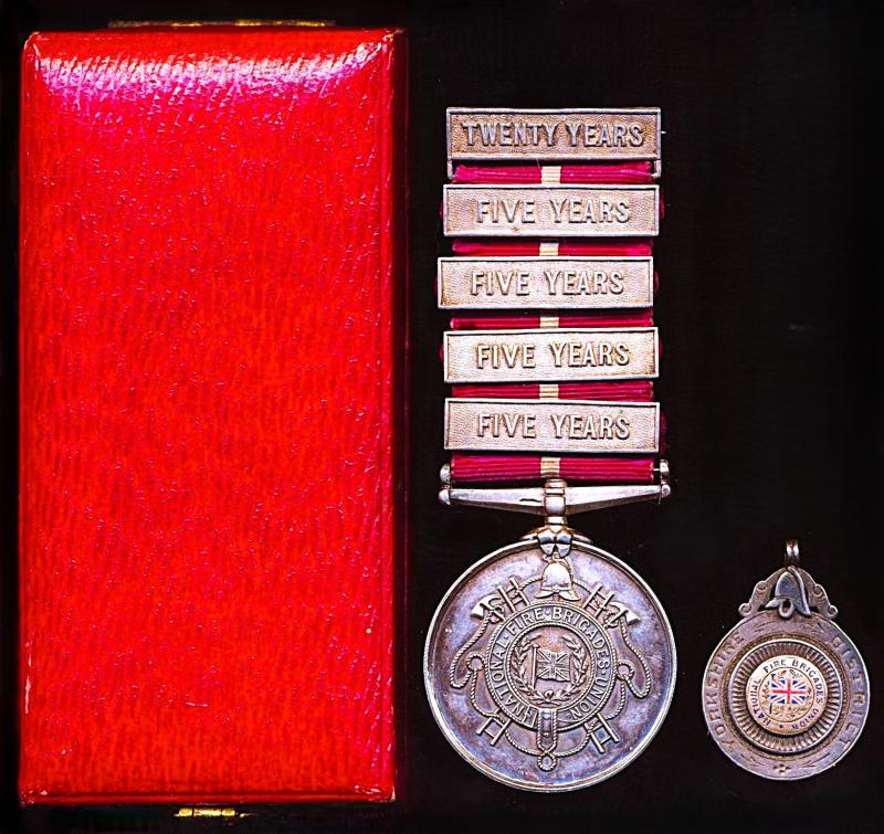 A very long serving 'Captain's' early Fire Brigade medal pair: Captain Joseph Read, Bingley Fire Brigade