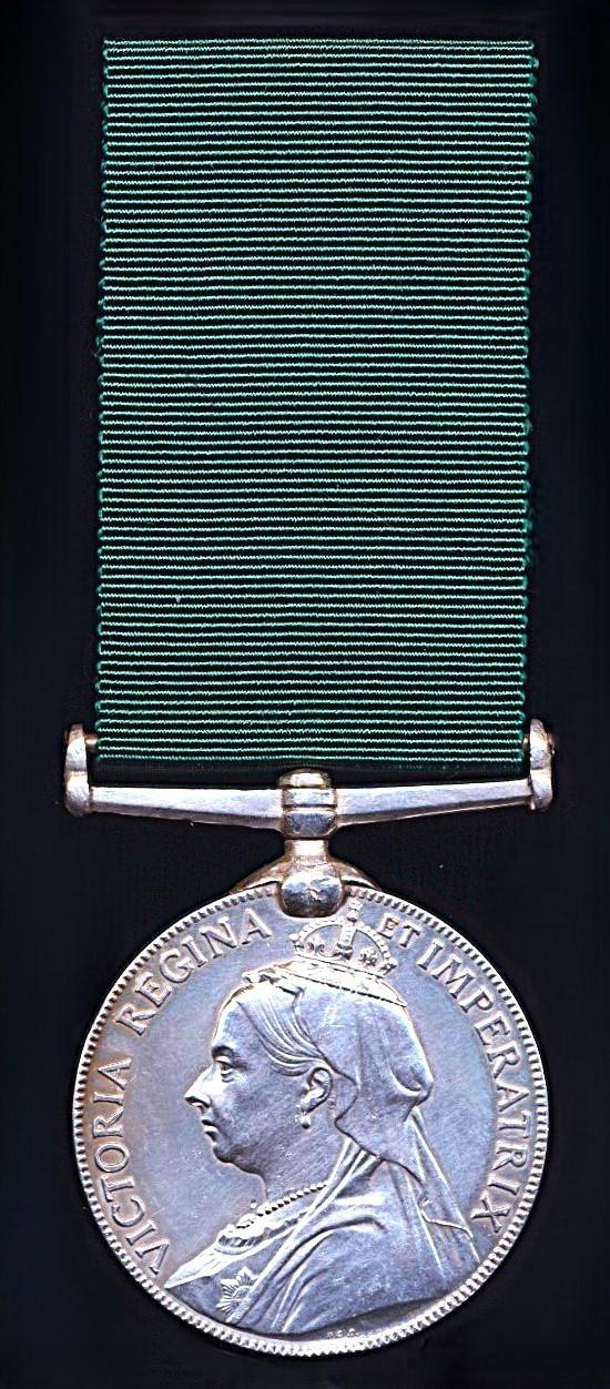 Volunteer Long Service Medal (India and Colonies). Victorian issue (Sergt. T.A. Kingsley Madras Vol. Gds.)