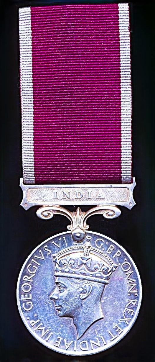 Military Long Service and Good Conduct Medal. GVI first issue with 'India' bar
