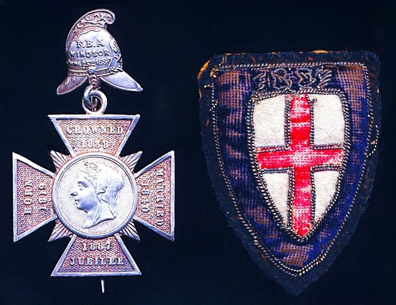 The Great Windsor Fire-Brigades Jubilee Review 1887: Silver (not hallmarked) Cross