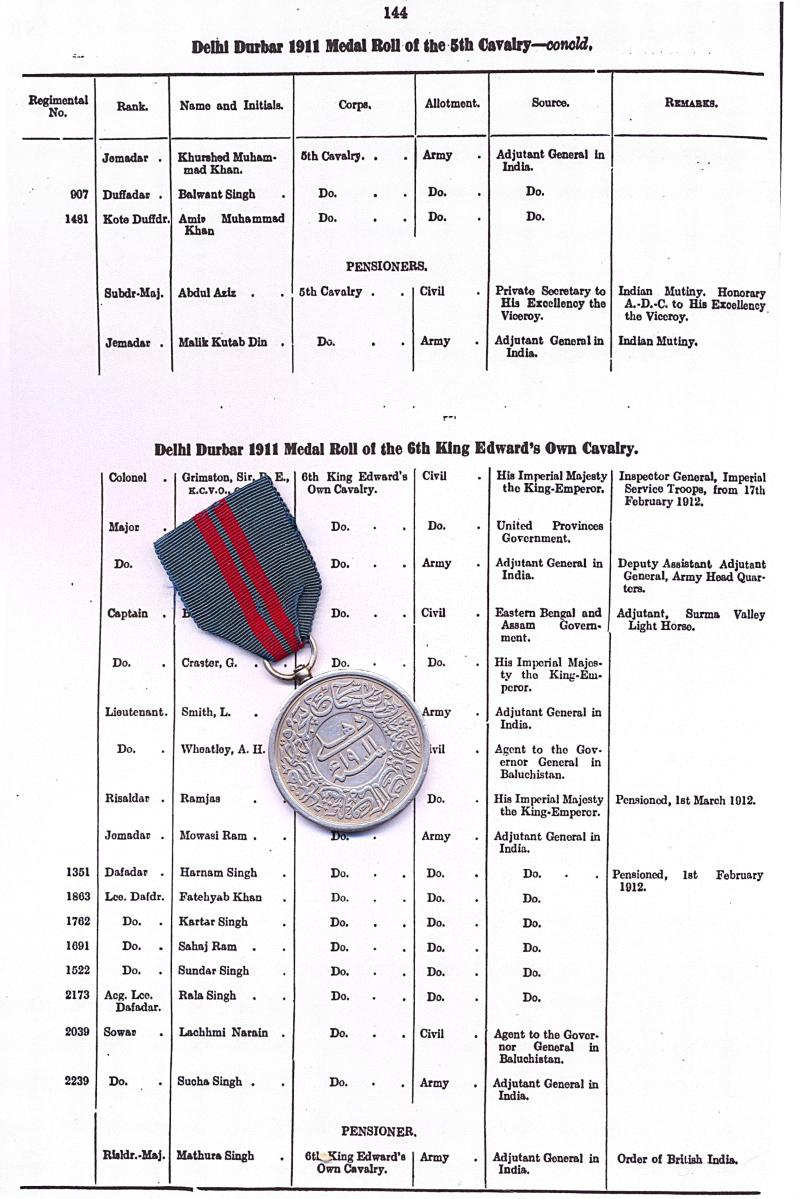 Delhi Durbar Medal 1911. Silver issue. Regimentally impressed (1762)