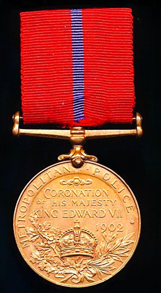 Coronation Medal 1902. Metropolitan Police reverse. Bronze issue (P.C. J. Collins. E. Div.)