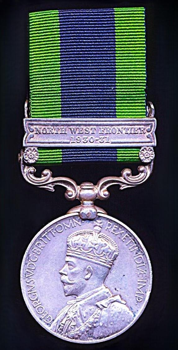 India General Service Medal 1908-35. GV 2nd Issue with clasp 'North West Frontier 1930-31' (33005 Cook Ram Nath. 1 I.H.C.)