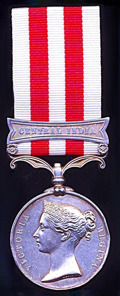 Indian Mutiny Medal 1857-58. With clasp 'Central India (Artr. Price, 3rd Bombay Eurpn. Regt.)