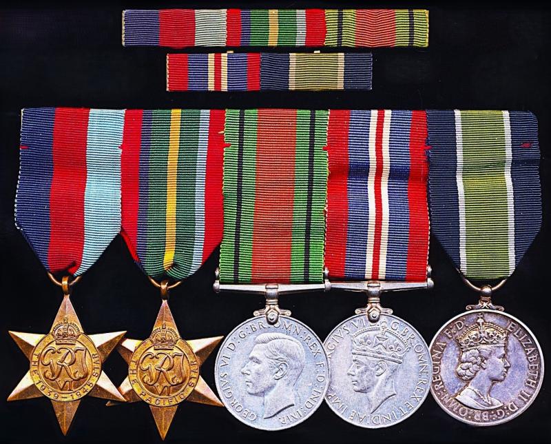 A Scottish Officer's Hong Kong Colony 'Water Police' later Marine Police medal group of 5 for 'Battle for Hong Kong' and Long Service: Chief Inspector Murdo  Alfred Macdonald, Marine Police, late Water Police, Hong Kong Police Force