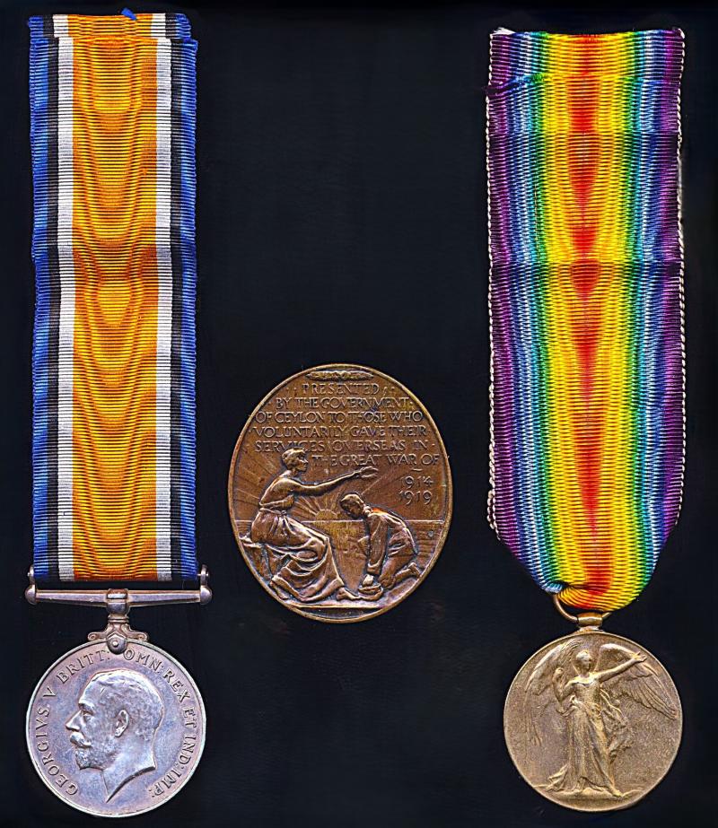 A Ceylon Colony, Shanghai-born 'Tea Planter's' Great War medal group of 3: Second Lieutenant Robert Mowat Reid, Royal Field Artillery, Royal Regiment of Artillery