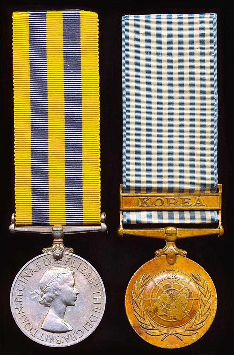 A 'Rare to Regiment' pair of medals for the Korean War: Pte. K. C. Riddell, 1st Battalion Gordon Highlanders