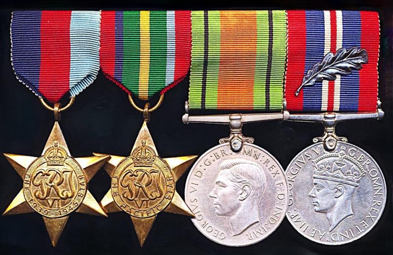 A Second World War Mentioned-in-Despatches 'Pacific Star Quartet' of 4 x campaign medals: Un-named and un-attributed