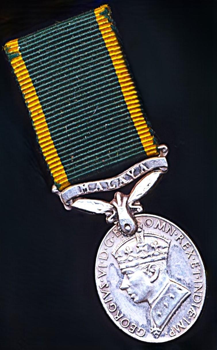 Malaya including Straits Settlements & Federated Malay States: Efficiency Medal. GVI obverse 1st type  (1937-1947). With 'Malaya' bar Miniature Medal