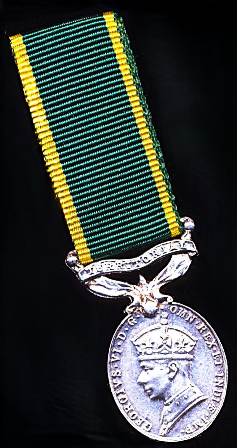 United Kingdom: Efficiency Medal. GVI obverse 1st type  (1937-1947). With 'Territorial bar. Miniature Medal