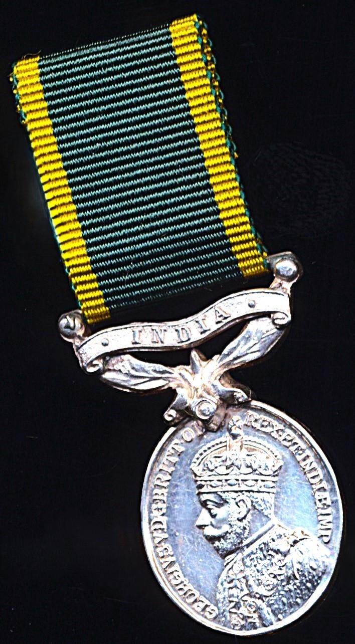 British India (inc Burma): Efficiency Medal. GV obverse (1930-1936). With 'India' bar. Miniature Medal