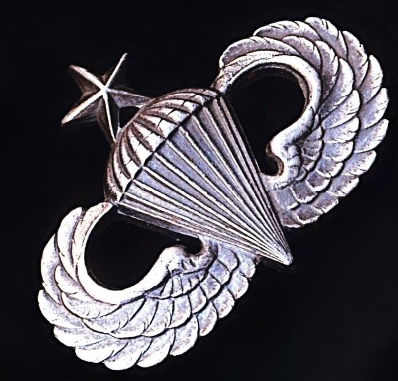 United States: Senior Parachutist Badge. Sterling silver marked regulation size. Circa 1950-1968