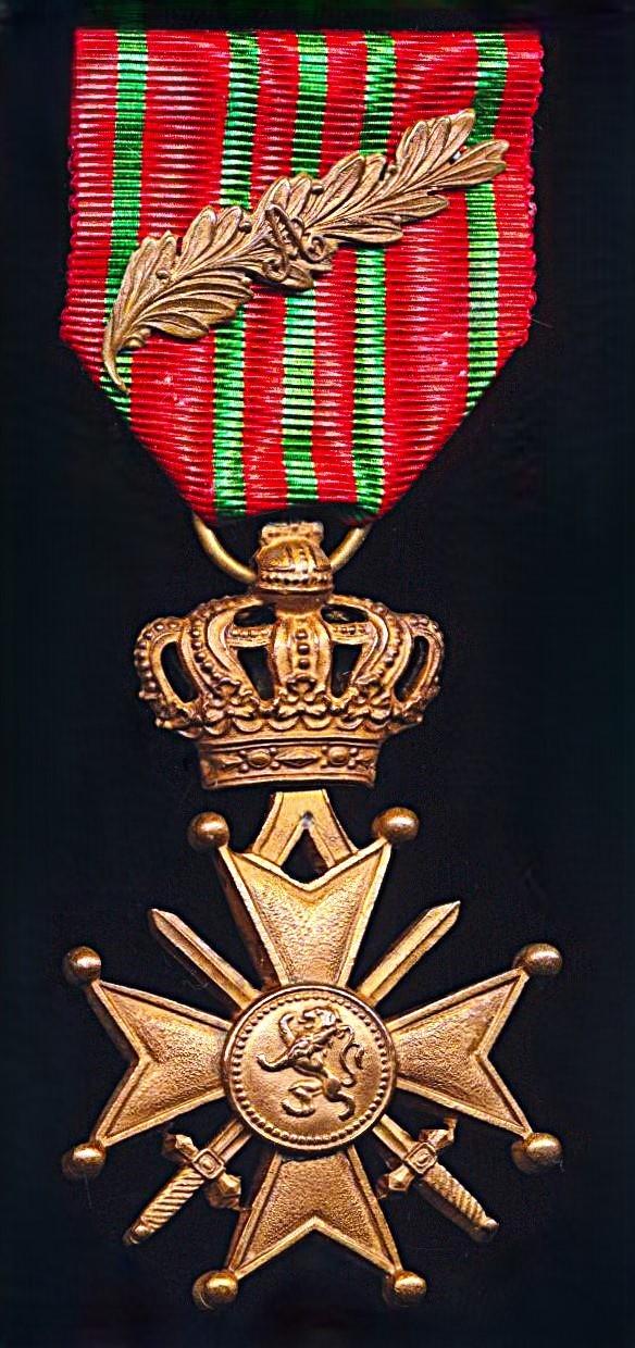 Belgium: Cross of War 1914-1918 (Croix De Guerre 1914-1918). With bronze palm emblem with 'A' (King Albert) cypher