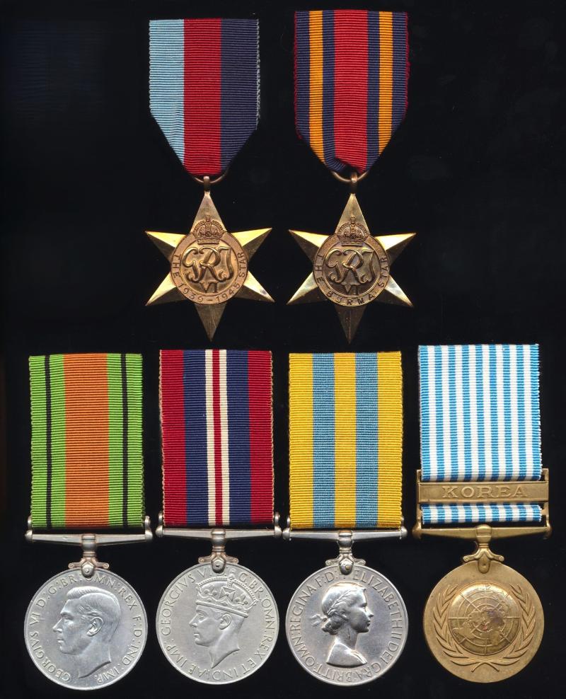A Scottish senior NCO's Burma Campaign and Korean War campaign medal group of 6: Sergeant Alexander Vernon, 1st Battalion Royal Scots late Company Quartermaster Sergeant 1st Battalion King's Own Scottish Borderers