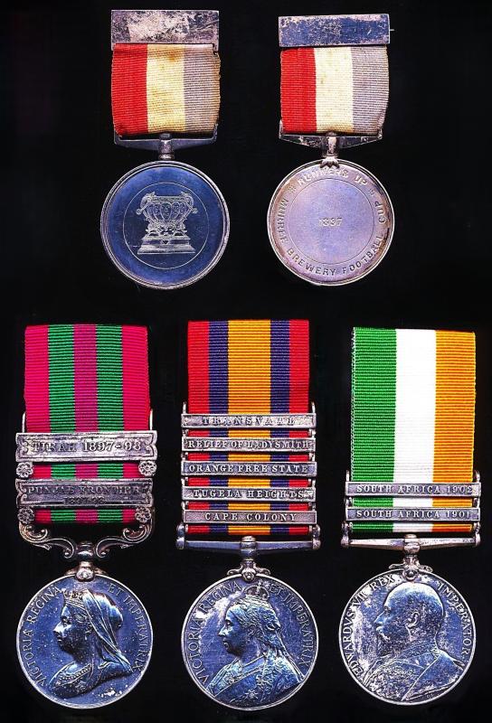 A rare to regiment late Victorian campaign and sporting medals group of 5 to the Captain of the Regimental Team & Durand Cup Winners in India - the oldest Football Association Cup in Asia: Private William Greensall, 1st Battalion Somerset Light Infantry