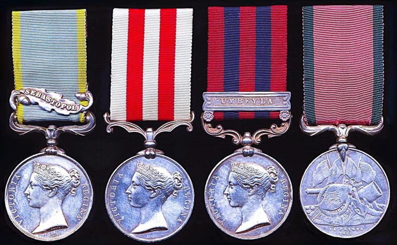A Scottish Soldier's Victorian era multi-campaign medal group of 4: Private Andrew Holmes, 71st Highland Light Infantry