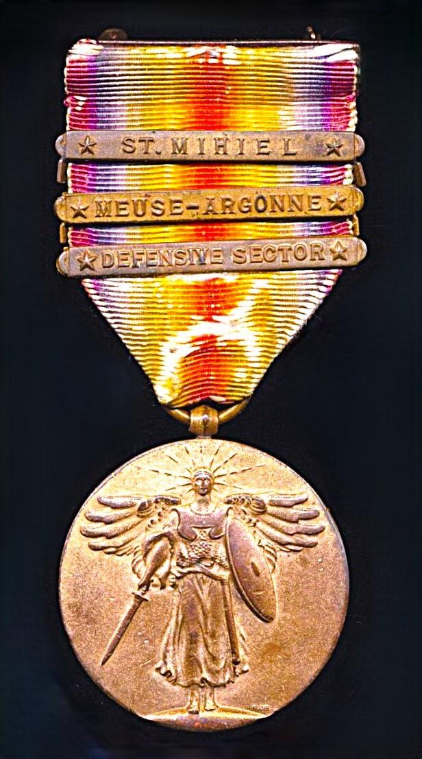 United States: Interallied Victory Medal, With 3 x Army issue clasps 'Defensive Sector', 'Meuse Argonne' & 'St. Mihiel