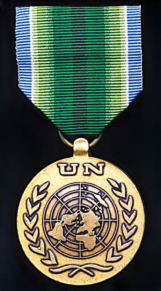 United Nations: Service Medal. With riband for UNMOGIP / UNIPOM (United Nations Military Observer Group in India & Pakistan 1949- / United Nations India Pakistan Observation Mission 1965-1966)
