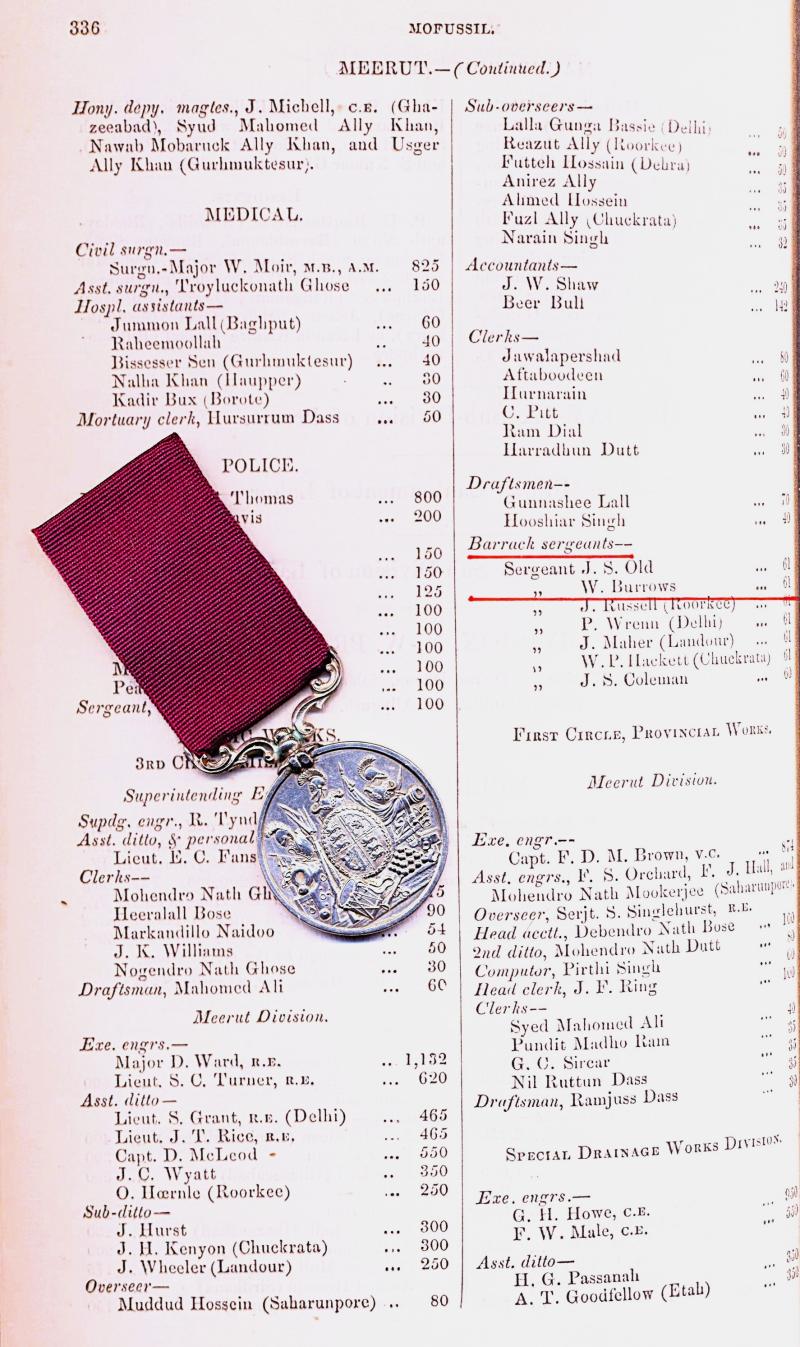 Army Long Service & Good Conduct Medal. Victorian issue (Barrack Sergt W. Burrows P. W. Deptt G.O.C.C. 4th Decr 1877)