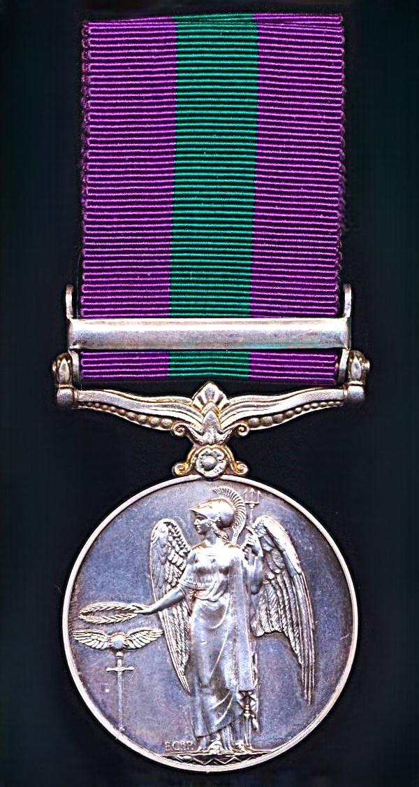 General Service Medal 1918-62. GVI 1st issue with clasp 'Palestine 1945-48' (19154482 Sigmn. K. Blackley. R. Sigs.)