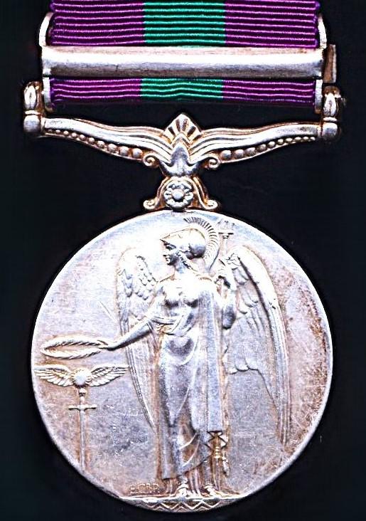 General Service Medal 1918-62. GV first type. With clasp 'S. Persia' (2342 Sepoy Phulla Singh. 16-Rajputs.)