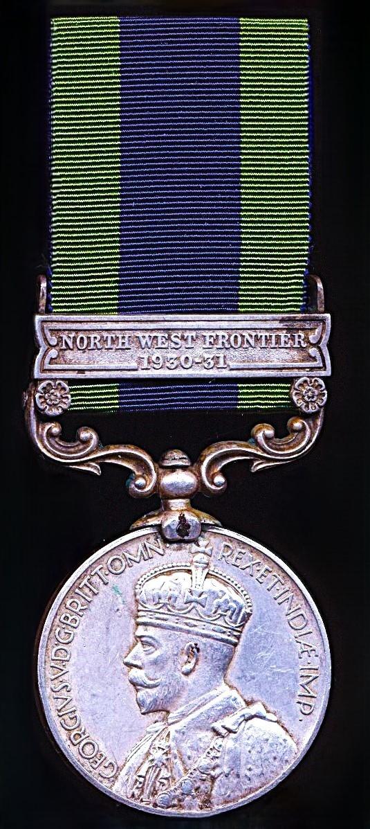 India General Service Medal 1908-35. GV 2nd issue, with clasp 'North West Frontier 1930-31' (Tailor Mast Ram, 2-17 Dogra R.)