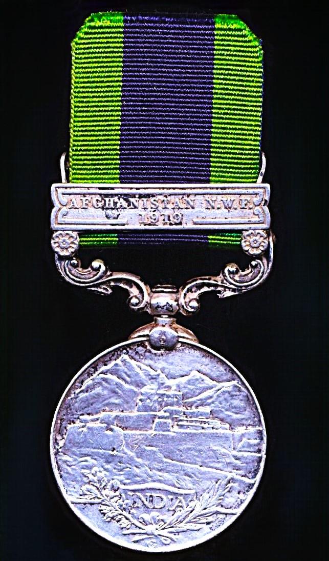 India General Service Medal 1908-35. GV first type. Silver issue, with clasp 'Afghanistan N.W.F. 1919' (199 Rfmn. Newal Sing Ghale, 1-4 Grks.)