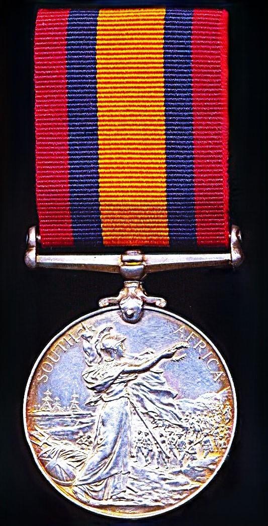 Queen's South Africa Medal. Silver issue. No clasp (Mr. D. Lawrie. Natal. Govt: Rlys:)