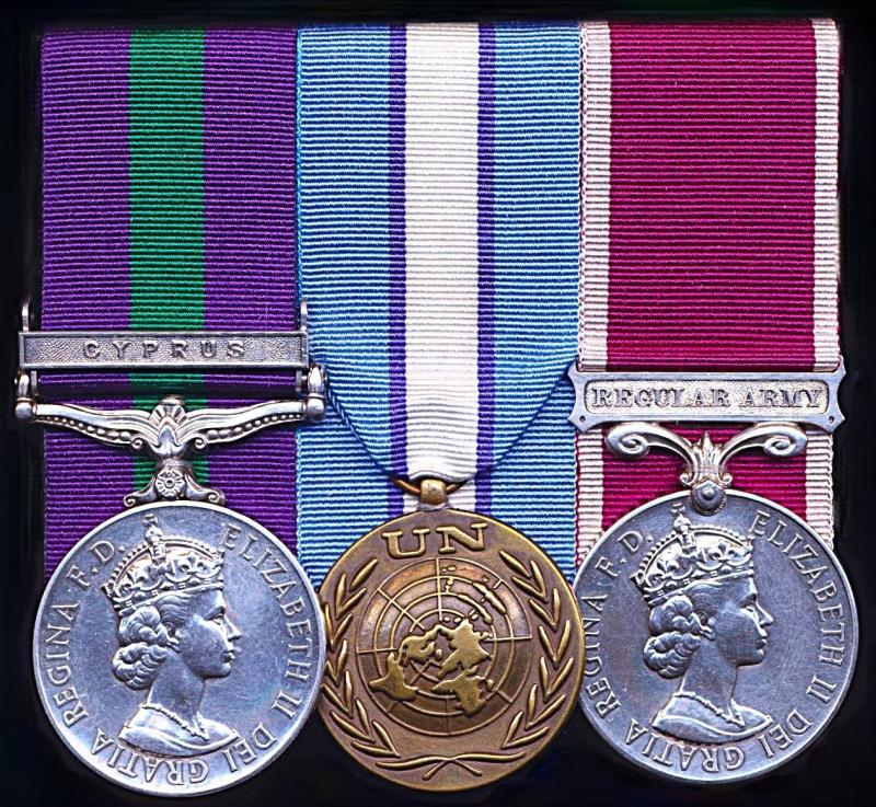 A Cyprus Emergency, United Nations Peacekeeping & Long Service medal group of 3: Captain Donald Corner, Royal Army Pay Corps