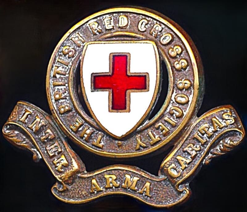 British Red Cross Society. Great War era gilding metal and enamel cap badge