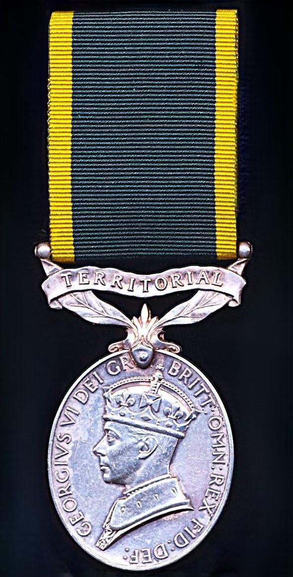 Efficiency Medal. GVI issue, 2nd type obverse legend with 'Territorial' bar (2984135 Pte. H. Campbell. MX.)