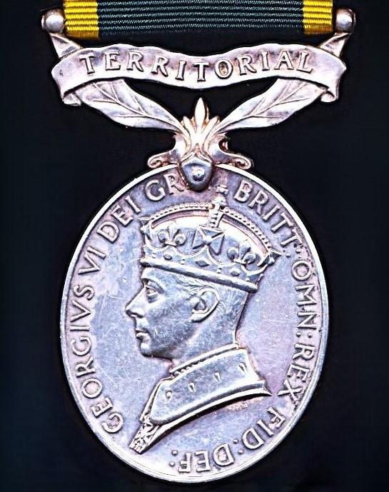 Efficiency Medal. GVI issue, 2nd type obverse legend with 'Territorial' bar (2984135 Pte. H. Campbell. MX.)