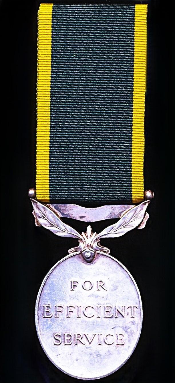 Efficiency Medal. GVI issue, 2nd type obverse legend with 'Territorial' bar (2984135 Pte. H. Campbell. MX.)