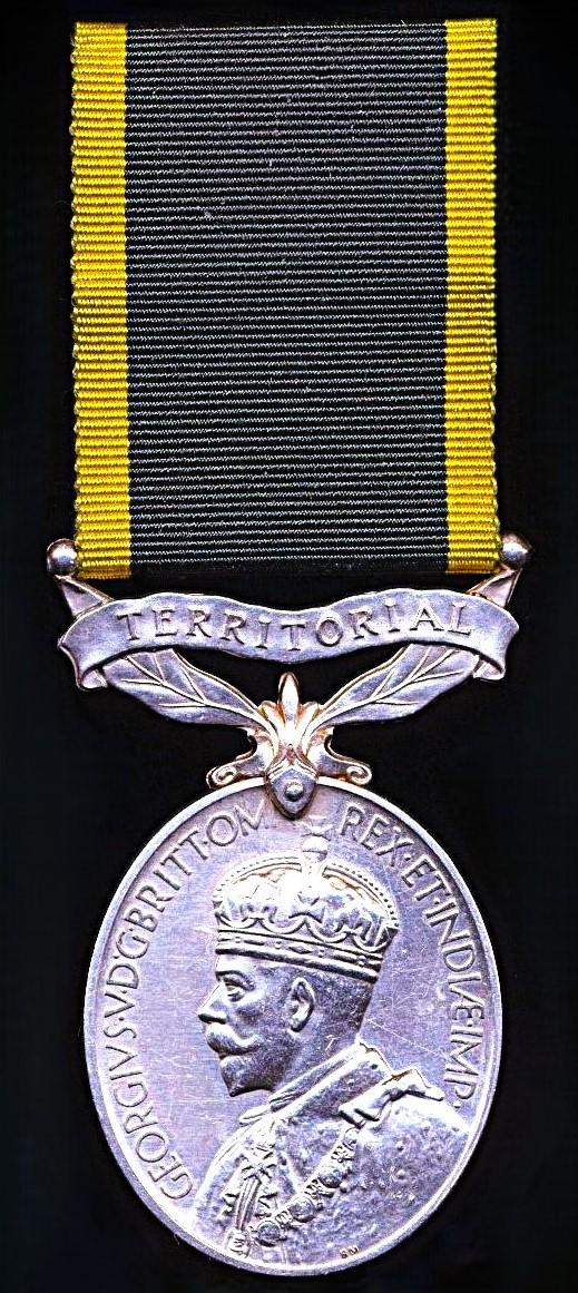 Efficiency Medal. GV issue with 'Territorial' bar (6195821 Pte. F.T. Cane. 8-Midd'x. R.)
