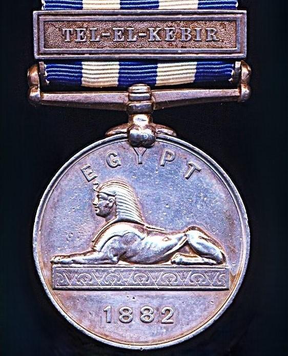 Egypt & Sudan Medal 1882-1888. With clasp 'Tel-el-Kebir' (1028 Pte. C. Compton. 1/R. Ir: Fus:)