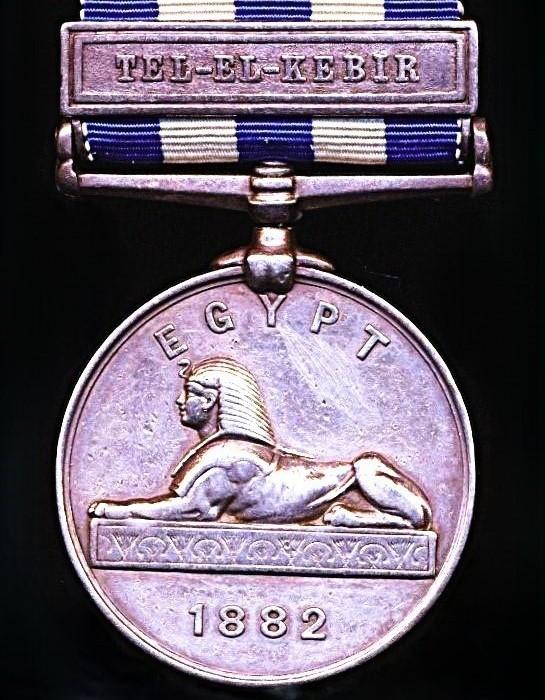 Egypt & Sudan Medal 1882-1888. With clasp 'Tel-el-Kebir' (2252 Pte. J. Maher. 2/R. Ir:R.)