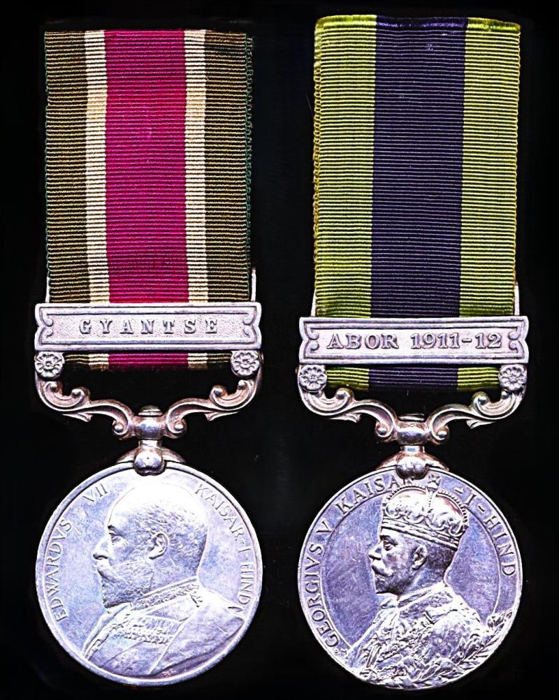 A 'Mountains & Jungles'; Indian campaign medal pair: Havildar Jhanda Singh, 32nd Sikh Pioneers, Indian Army